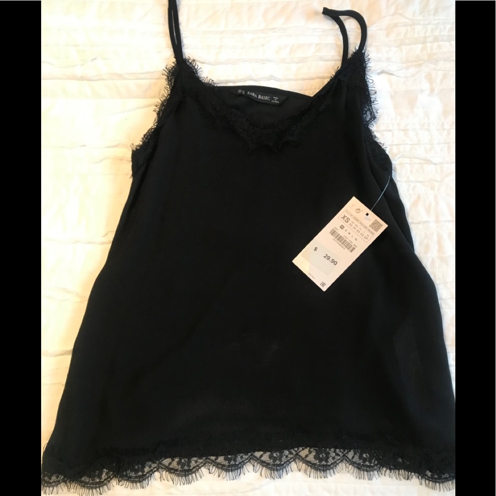 NWT Zara black lace cami size XS